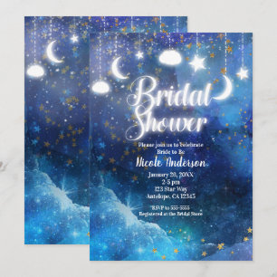Celestial Fantasy Gold Stars & Glow Bridal Shower Invitation