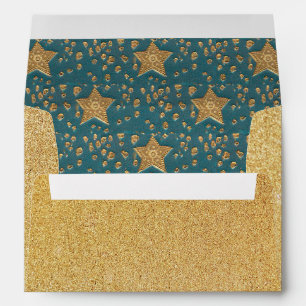 Celestial Faux Gold Stars Blue Night Sky Pattern Envelope