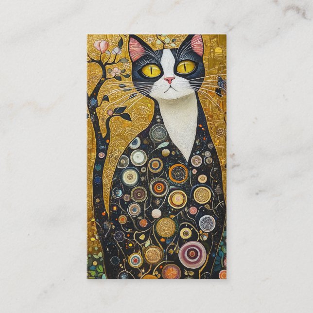 Celestial Feline in Gold Business Card (Front)