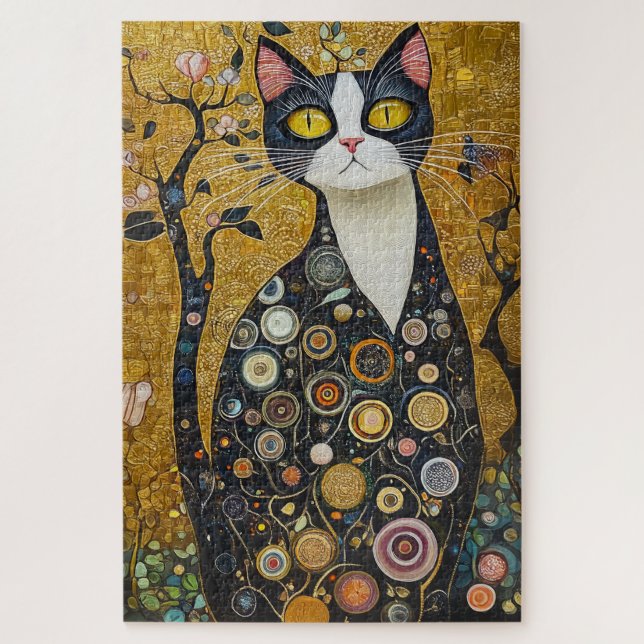 Celestial Feline in Gold Jigsaw Puzzle (Vertical)