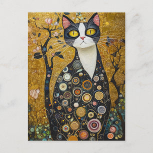 Celestial Feline in Gold Postcard