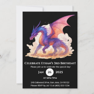 Celestial Flame Dragon Birthday Invitation