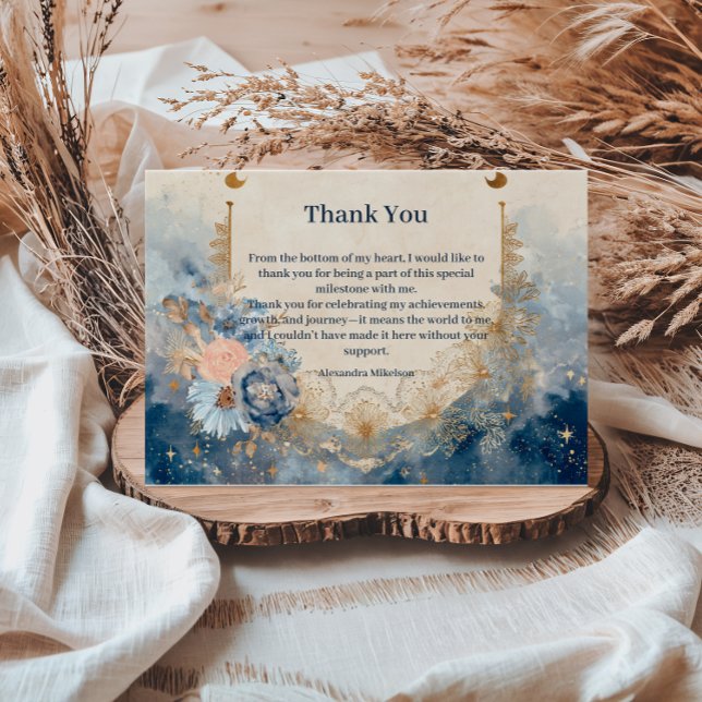Celestial Floral Art Nouveau Sweet Sixteen Thank You Card (Creator Uploaded)