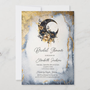 Celestial Floral Moon Bridal Shower Invitation