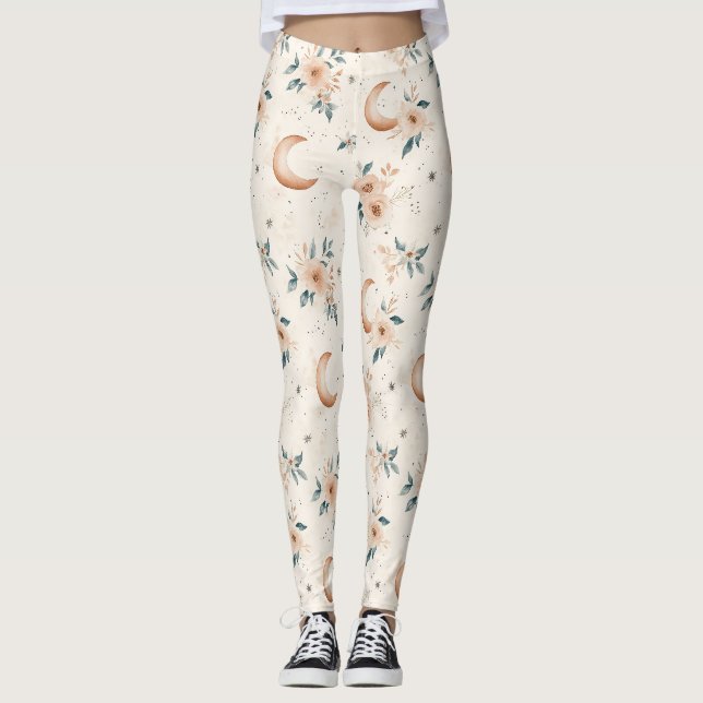 Celestial Floral Pattern (1) Leggings (Front)