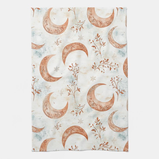 Celestial Floral Pattern (3) Tea Towel (Vertical)