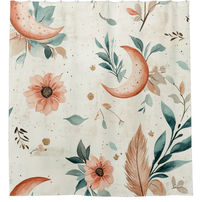 Celestial Floral Pattern (4) Shower Curtain (Front)