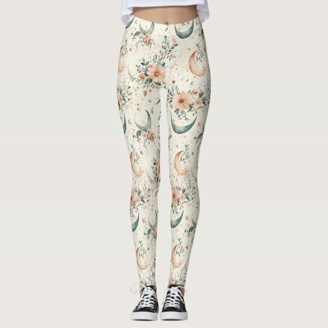 Celestial Floral Pattern (8) Leggings (Front)