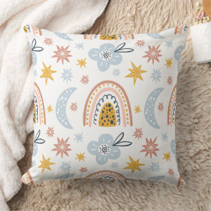 Celestial Floral & Rainbow Pattern Cushion