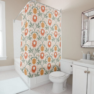 Celestial Floral Sunburst Seamless Pattern Design Shower Curtain
