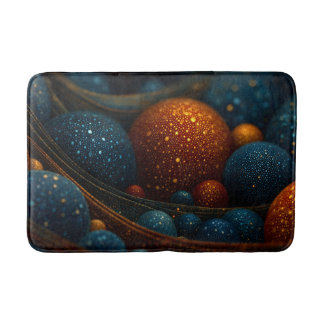 Celestial Flow: Abstract Spheres in Motion Bath Mat