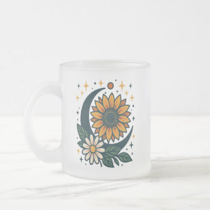 Celestial Flower Frosted Glass Mug