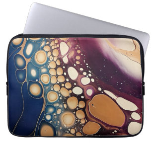Celestial Fluid Marble in Midnight Gold Laptop Sleeve