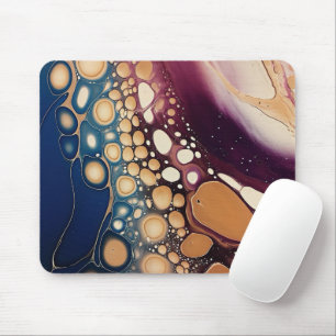 Celestial Fluid Marble in Midnight Gold Mouse Mat