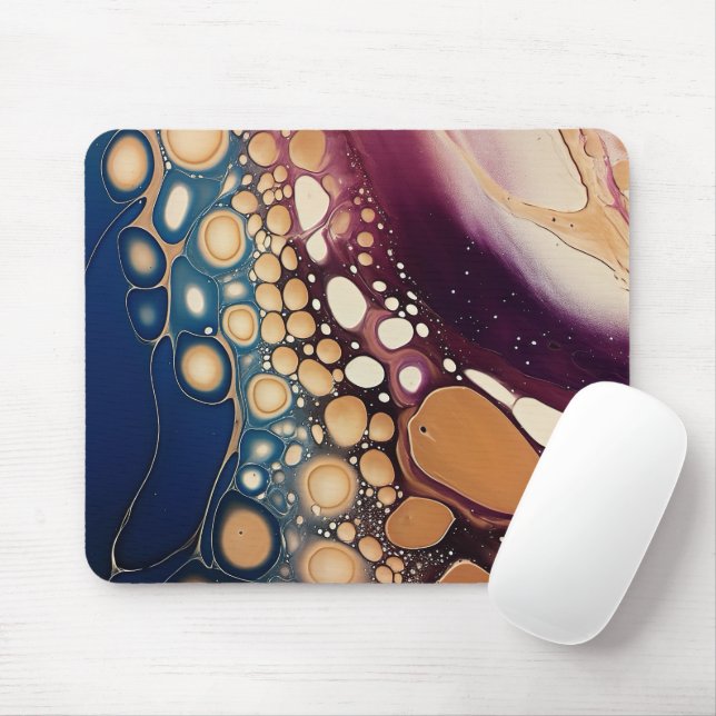 Celestial Fluid Marble in Midnight Gold Mouse Mat (With Mouse)