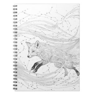 Celestial Fox Constellation Ink Drawing Notebook