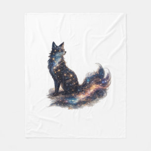 Celestial Fox Cosmic Fantasy Animal Fleece Blanket