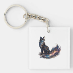 Celestial Fox Cosmic Fantasy Animal Key Ring