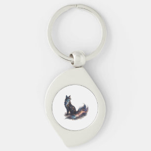 Celestial Fox Cosmic Fantasy Animal Key Ring