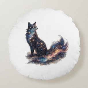 Celestial Fox Cosmic Fantasy Animal Round Cushion