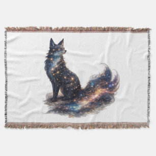 Celestial Fox Cosmic Fantasy Animal Throw Blanket