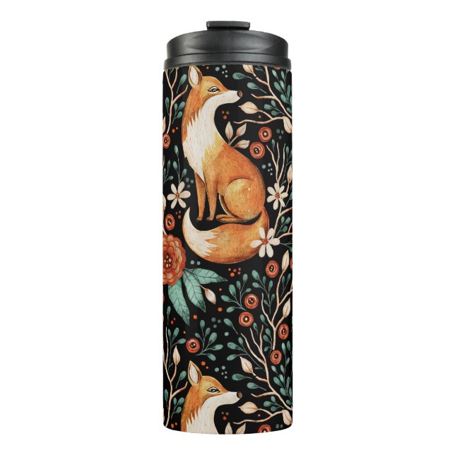 Celestial Fox in a Starry Night Sky Thermal Tumbler (Front)