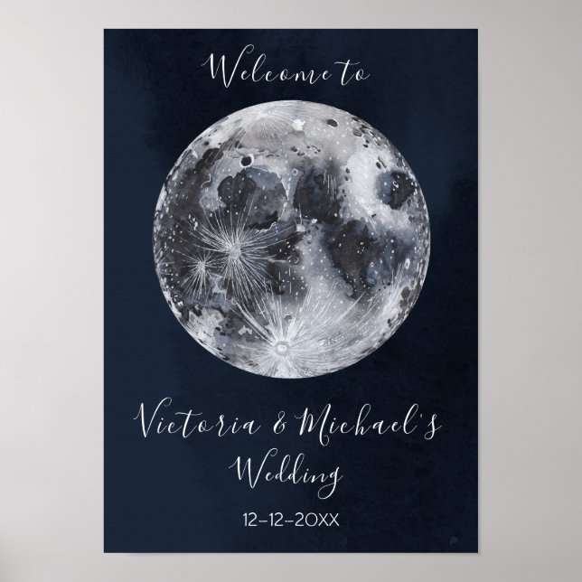 celestial full moon and stars poster (Front)