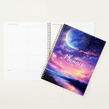 Celestial Full Moon Stars Clouds Mystical Purple