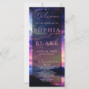 Celestial Full Moon Stars Clouds Wedding Program
