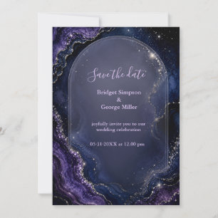 Celestial Galaxy Agate marble Wedding Invitation