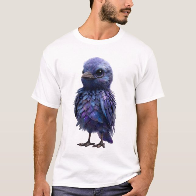 Celestial Galaxy Feathered Purple Bird Men T-Shirt (Front)