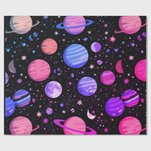 Celestial Galaxy Gift Wrapping Paper Black