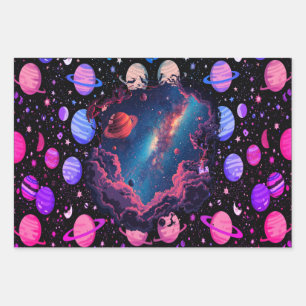 Celestial Galaxy Gift Wrapping Paper – Futuristic