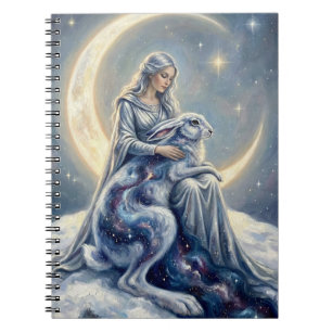 Celestial Galaxy Hare Moon Goddess Fantasy Art Notebook