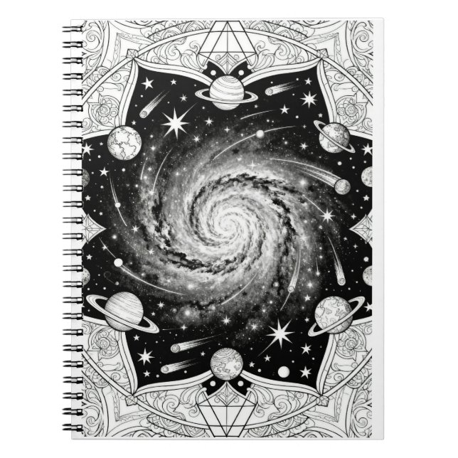 Celestial Galaxy Mandala Cosmic Space Art Notebook (Front)
