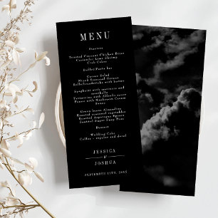 Celestial Galaxy Night Sky Black Wedding Dinner Menu