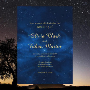 Celestial Galaxy Night Sky Theme Wedding Invitation