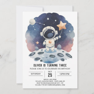 Celestial Galaxy Online Astronaut Boy Birthday Invitation