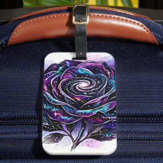 Celestial Galaxy Rose Spiral Nebula Custom Product Luggage Tag