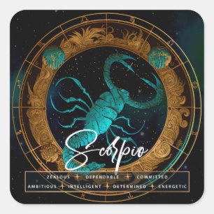Celestial Galaxy Scorpio Fantasy Ethereal Zodiac Square Sticker