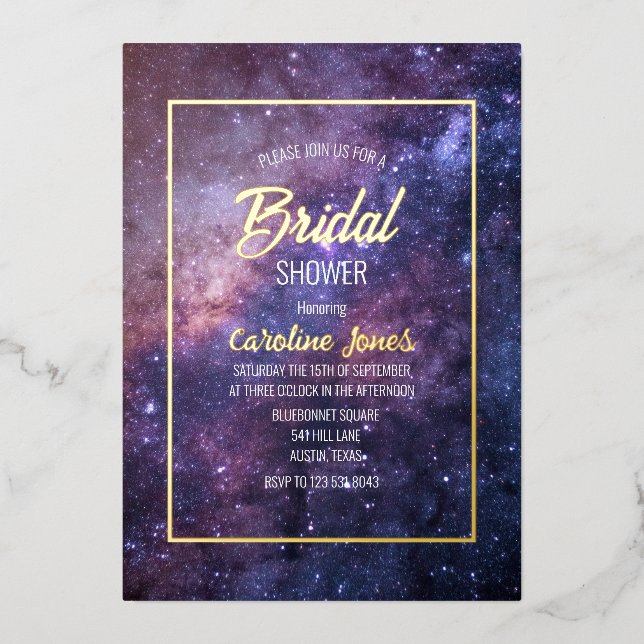 Celestial Galaxy Sky Frame Gold Foil Bridal Shower (Front)