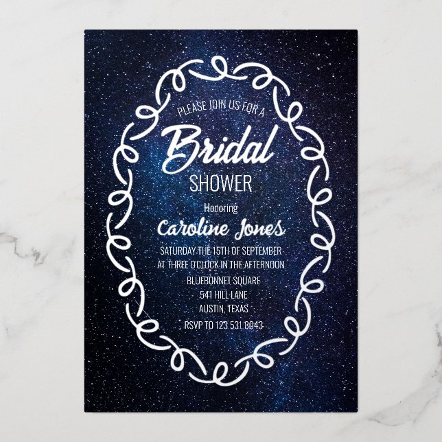 Celestial Galaxy Sky Frame Gold Foil Bridal Shower (Front)