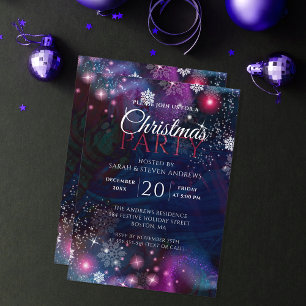 Celestial Galaxy Snowflake Christmas Party Invitation