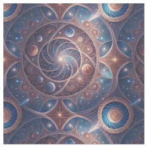 Celestial Galaxy Spiral Mandala Design Pattern Art Fabric