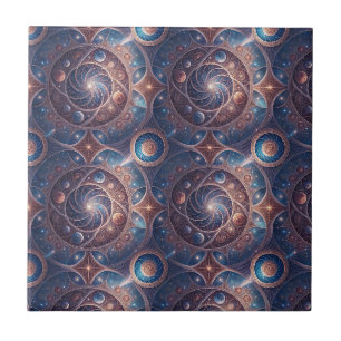 Celestial Galaxy Spiral Mandala Design Pattern Art Tile