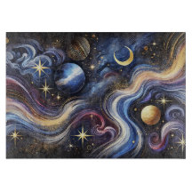 Celestial Galaxy Stars Cutting Board Cosmic Kitche