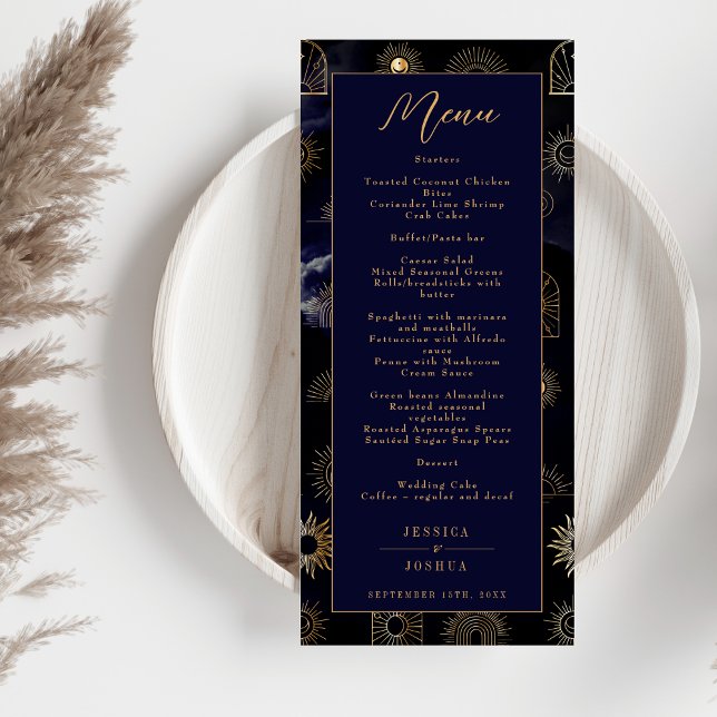 Celestial Galaxy Sun Crescent Moon Navy  Menu (Creator Uploaded)