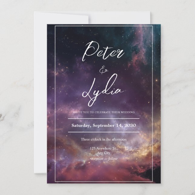 Celestial Galaxy Wedding Invitation (Front)