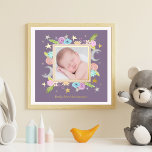 Celestial Garden Moon Star Lavender Newborn Photo  Foil Prints<br><div class="desc">This beautiful floral photo print design was created using my hand painted charming moons and stars adorned with whimsical flowers in soft pinks, blues, yellows, greens, and lilac purple on a soft lavender background. Find more coordinating items in my Celestial Garden Over the Moon Baby Shower Collection Original art by...</div>