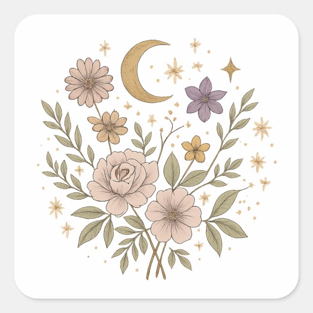 Celestial Garden” Mystical Floral Sticker (Front)